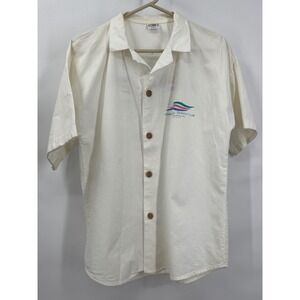 Crazy Shirts Hawaii Kaanapali Beach Club Maui Cotton Button Down Shirt White S